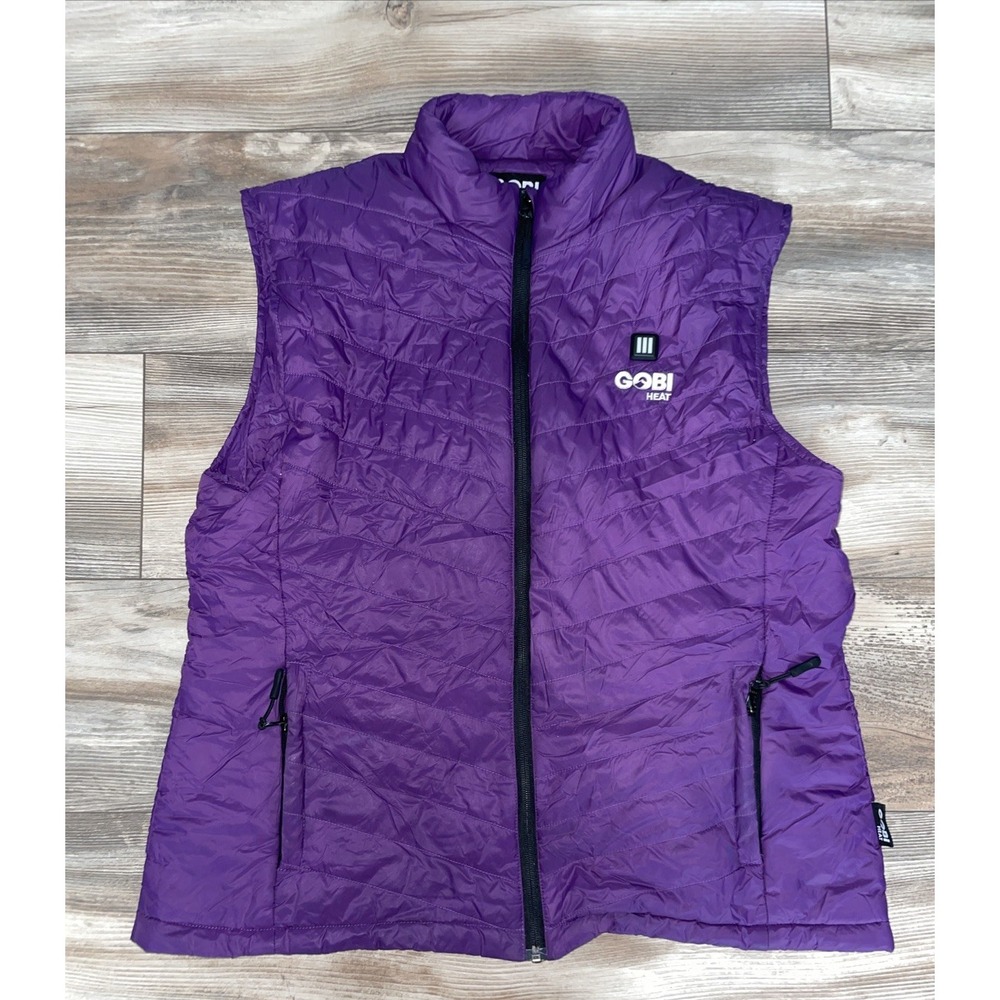 Gobi Heat Vest Womens XL Purple Puffer Full Zip Outdoors No Battery